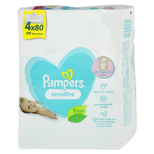 Chusteczki pielegnacyjne Sensitive Pampers 4x80szt.