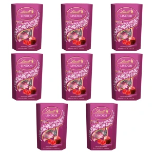 Lindor Raspberry & Cream Cornet 200g X8
