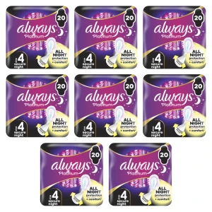 Always Platinum Podpaski ze skrzydełkami Secure Night, 20 szt. X8