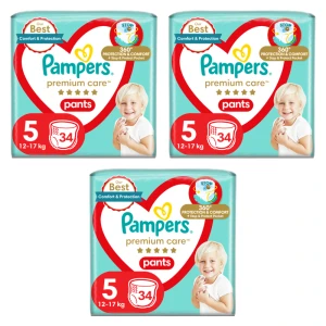 Pampers Premium Care Pants, rozmiar 5, 34 pieluchomajtki X3