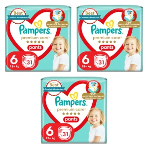 Pampers Premium Care Pants, rozmiar 6, 31 pieluchomajtek X3