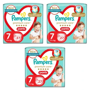 Pampers Premium Care Pants Pieluchomajtki rozmiar 7, 17+ kg, 27 szt. X3