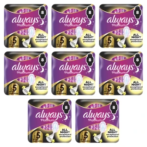 Always Platinum Podpaski ze skrzydełkami Secure Night Extra, 8 szt. X8