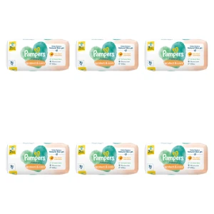 Pampers Harmonie Protect & Care Chusteczki nawilżane dla dzieci 3 opakowania = 132 chusteczki X6