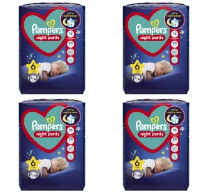 Pampers Night Pants Pieluchomajtki, rozmiar 6, 19 sztuk, 15kg+ X4