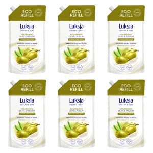 Luksja Creamy & Soft Kremowe mydło w płynie Oliwka i Jogurt 900 ml opakowanie uzupełniające X6