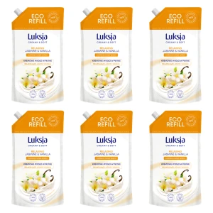 Luksja Creamy & Soft Kremowe mydło w płynie Jaśmin i Wanilia 900 ml opakowanie uzupełniające X6