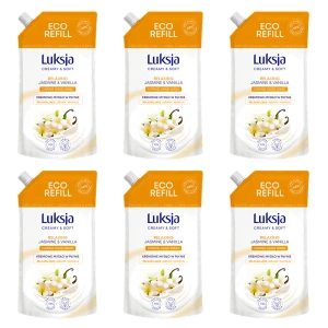 Luksja Creamy & Soft Kremowe mydło w płynie Jaśmin i Wanilia 400 ml opakowanie uzupełniające X6