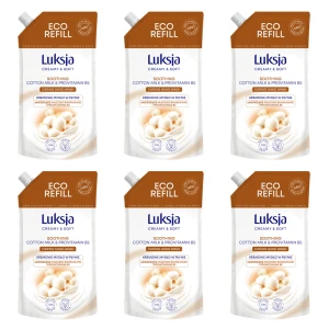 Luksja Creamy & Soft Kremowe mydło w płynie Mleczko bawełniane i Prowitamina B5 400 ml opakowanie uzupełniające X6