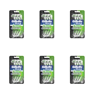 Gillette Blue3 Sensitive Jednorazowa maszynka do golenia dla mężczyzn, 6 sztuk X6