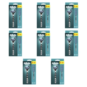 Gillette Mach3 Maszynka do golenia dla mężczyzn + 5 ostrzy wymiennych X8