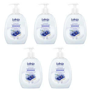 Luksja Creamy & Soft Kremowe mydło w płynie Len i Mleczko ryżowe 500 ml X5