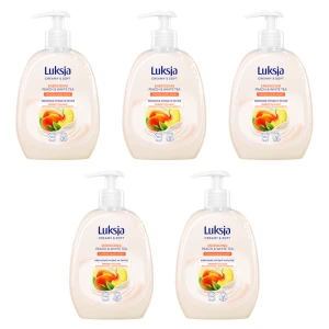 Luksja Creamy & Soft Kremowe mydło w płynie Brzoskwinia i Biała herbata 500 ml X5