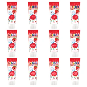BOBINI Pasta do zębów dla dzieci 75 ml - Lody truskawkowe powyżej 1-go roku życia X12