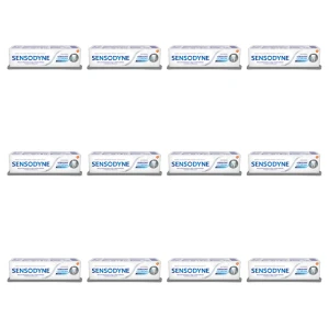 Sensodyne Odbudowa i Ochrona Whitening Pasta wybielająca z fluorem do nadwrażliwych zębów, wyrób medyczny, Technologia Novamin, 75 ml X12