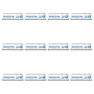 Sensodyne Odbudowa i Ochrona Pasta z fluorem do nadwrażliwych zębów, wyrób medyczny, utwardzająca szkliwo o smaku miętowym, 75 ml X12