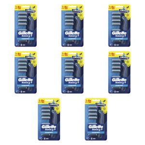 Gillette Sensor 3+ Comfort Maszynka do golenia dla mężczyzn ergonomiczna rączka, 8 ostrzy wymiennych X8