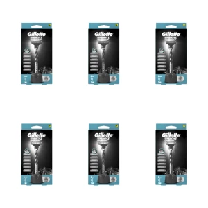 Gillette Mach3 Charcoal Maszynka do golenia dla mężczyzn ze stojakiem, 6 ostrzy wymiennych X6