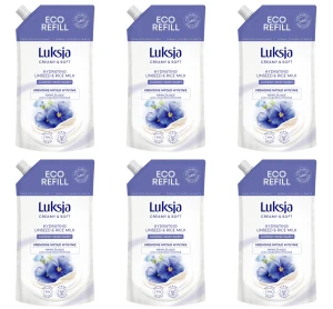 Luksja Creamy & Soft Kremowe mydło w płynie Len i Mleczko ryżowe 400 ml opakowanie uzupełniające X6