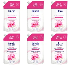 Luksja Creamy & Soft Kremowe mydło w płynie Róża i Proteiny mleka 400 ml opakowanie uzupełniające X6