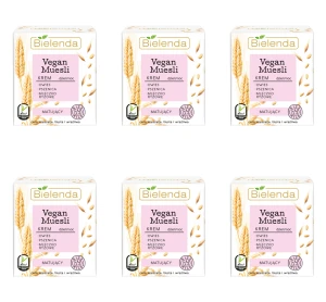 Bielenda VEGAN MUESLI Krem matujący pszenica + owies + mleczko ryżowe 50 ml X6