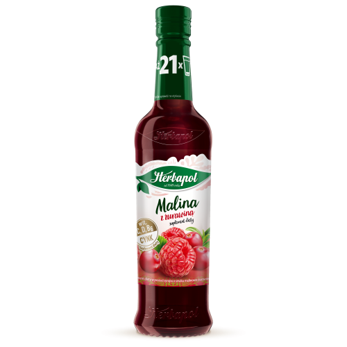 Syrop malinowy z żurawiną wit. C, D, B6 i cynkiem 8x420 ml Syrop malinowy z żurawiną wit. C, D, B6 i cynkiem 8x420ml