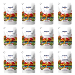 BOBINI Fun Płyn do kąpieli i żel do mycia Wysoka piana o zapachu truskawek 500ml refill X12