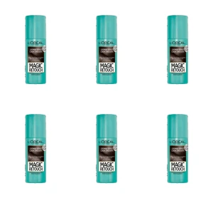 L'Oréal Paris Magic Retouch, spray do retuszu odrostów, Ciemny brąz, 75ml, aż do 25 aplikacji X6