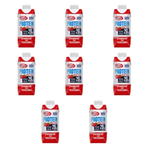 Mlekovita Napój proteinowy o smaku truskawkowym UHT 350g X8