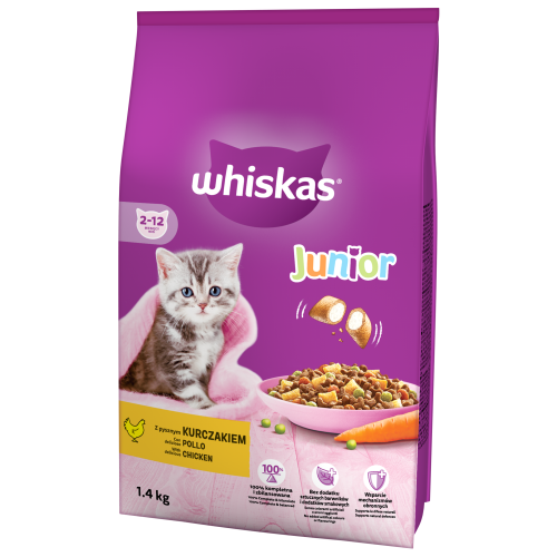 Sucha karma dla kota Whiskas Junior kurczak 1,4kg