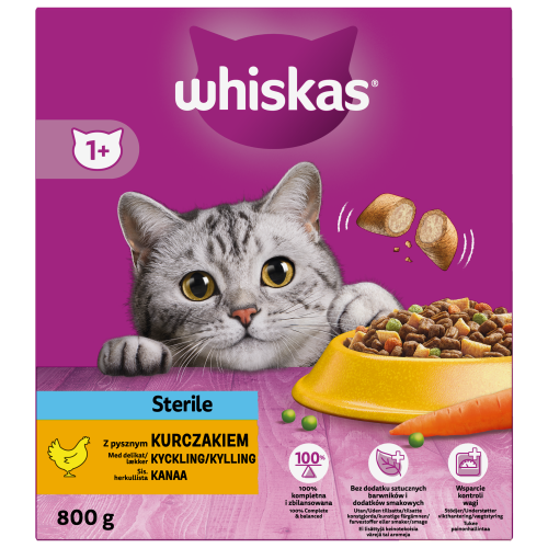 Sucha karma dla kota Whiskas Sterile kurczak 800g