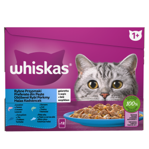 Rybne przysmaki Galaretka z łososiem, dorszem, tuńczykiem i białą rybą 1,02 kg Whiskas (12x85g)