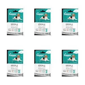 Happs Herbal - krople na pchły i kleszcze dla średnich psów 10 - 20kg (4 szt.) X6