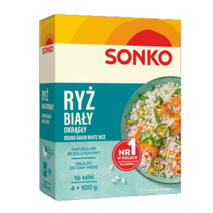 Ryż biały okrągły Sonko 4x100 g Ryż biały okrągły Sonko 4x100g