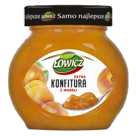 Konfitura extra z moreli obniżonej zawartości cukrów Łowicz 240 g Konfitura extra z moreli obniżonej zawartości cukrów Łowicz 240g