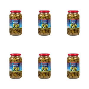 Hiszpańskie oliwki zielone bez pestek w słonej zalewie 935ml X6