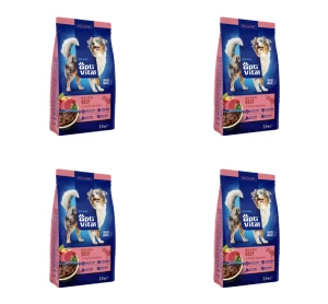 OptiVital karma sucha - pełnoporcjowa karma dla dorosłych psów FM z wołowiną 2,4 kg X4