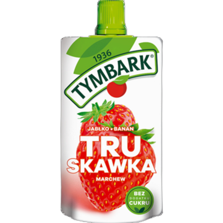 Mus 100% truskawka jabłko banan marchew Tymbark 120 g Mus 100% truskawka jabłko banan marchew Tymbark 120g