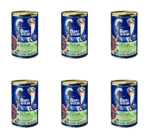 OptiVital puszka - soczyste kawałki dla dorosłych psów z cielęciną, sercami, wątróbką i marchewką w sosie 1250g X6
