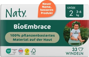 Ekologiczne pieluchy jednorazowe, rozmiar 2, 3-6 kg, 33 szt