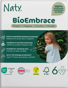 Ekologiczne pieluchy jednorazowe, rozmiar 6, 16 kg+, 17 szt