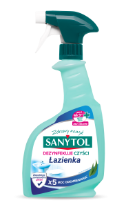 Spray do łazienki o zapachu eukaliptusa, czyści, odkamienia i dezynfekuje Sanytol 500 ml