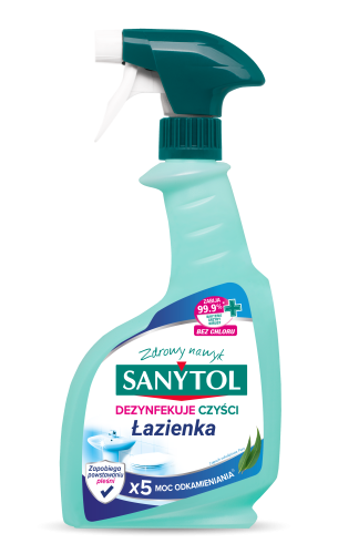 Spray do łazienki o zapachu eukaliptusa, czyści, odkamienia i dezynfekuje Sanytol 500ml