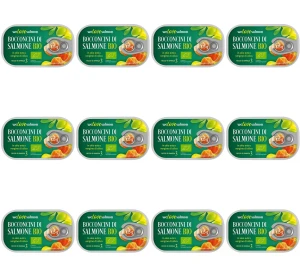 Kawałki łososia w oliwie z oliwek extra virgin BIO 125g /70g X12