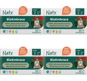 Ekologiczne pieluchy jednorazowe, rozmiar 2, 3-6 kg, 33 szt X4