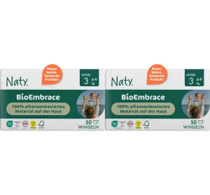 Ekologiczne pieluchy jednorazowe, rozmiar 3, 4-9 kg, 50 szt X2