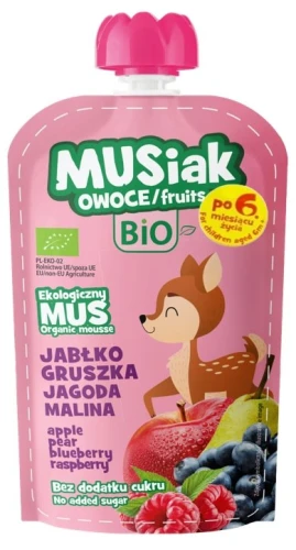 Mus owocowy jabłko - gruszka - czarna jagoda -malina BIO 120g 6848_1_12225328.jpg