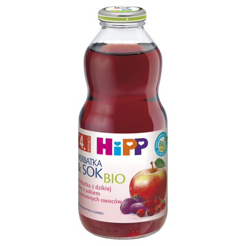 Herbatka z dzikiej róży z sokiem z czerwonych owoców HiPP 500 ml Herbatka z dzikiej róży z sokiem z czerwonych owoców HiPP 500ml