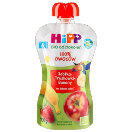 Smoothie jabłka-truskawki-banany hipp bio 100 ml SMOOTHIE Jabłka-Truskawki-Banany HiPP BIO 100ml