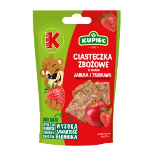 Kupiec & Kubuś Ciasteczka zbożowe o smaku jabłka- truskawki 50g